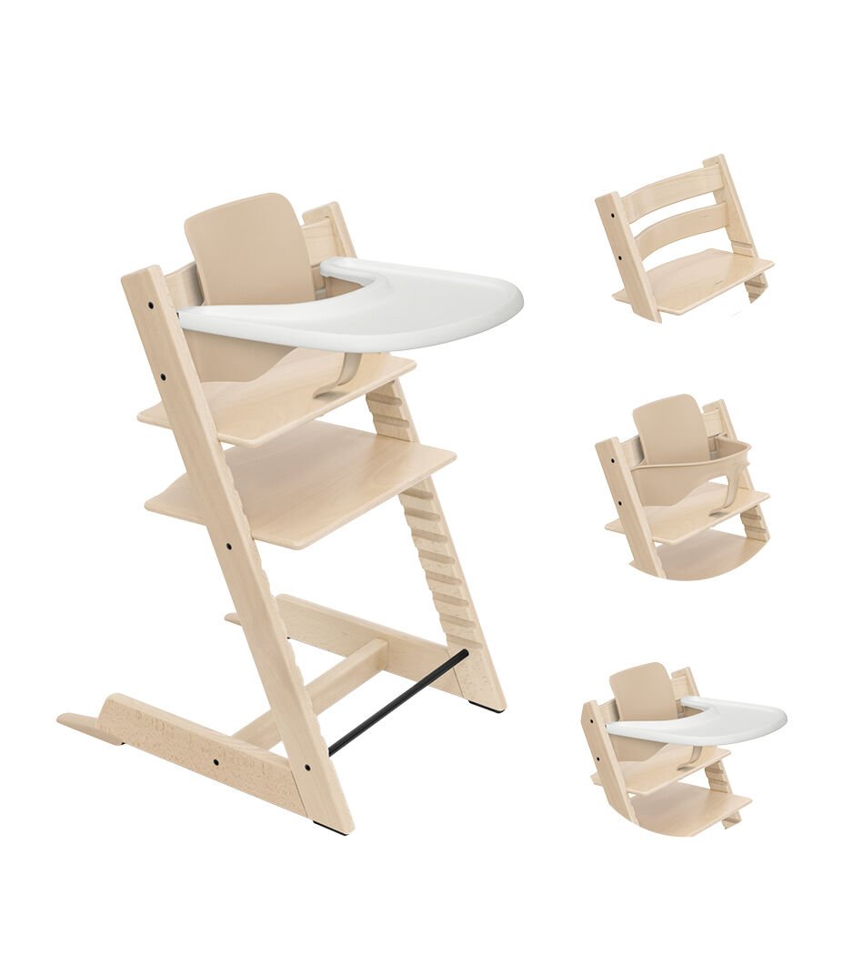 Tripp Trapp® Natural. High chair bundle, including Baby Set and Tray. EMEA variant.